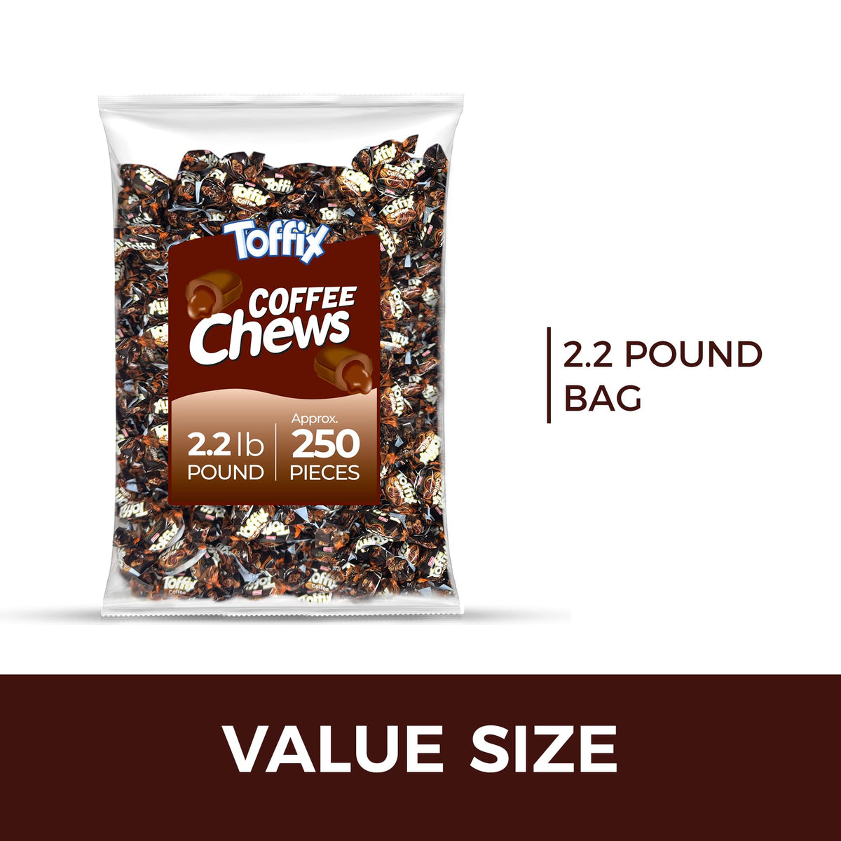 TOFFIX Coffee Chews 2lb-bulk-bag offers plenty for gatherings and candy jars.