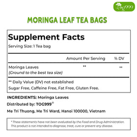 TOG999 120-count moringa tea sachets, convenient for daily rituals