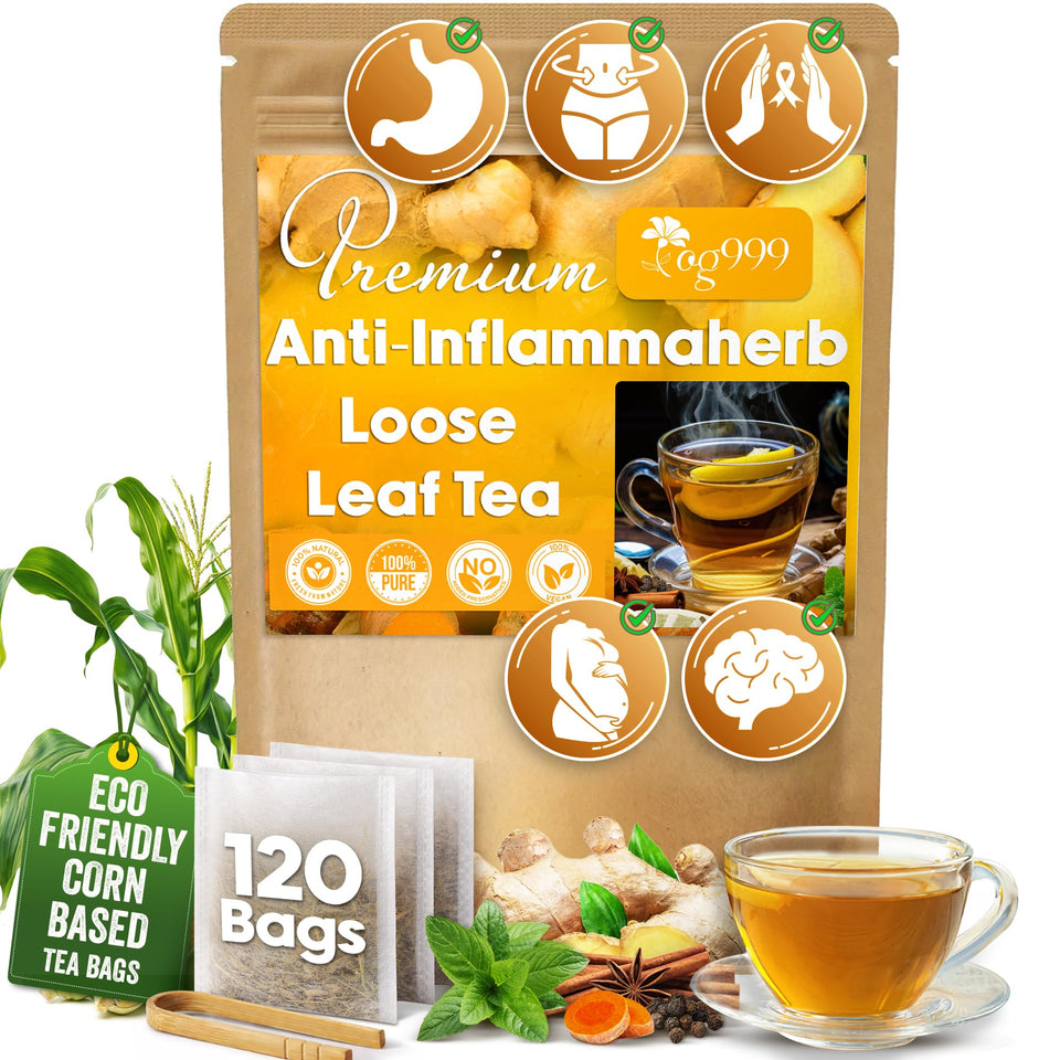 TOG999 Anti-Inflammaheb ginger-turmeric tea bags for a comforting, caffeine-free ritual