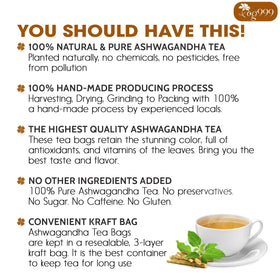 TOG999 Ashwagandha tea cup steeping in hot water for a calming moment