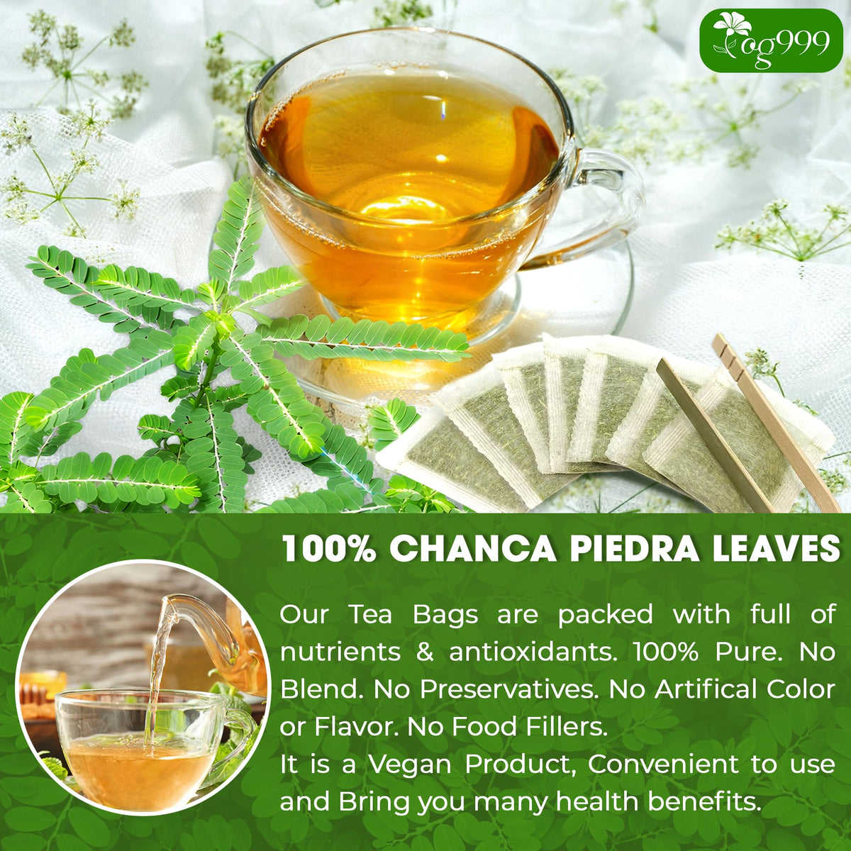 TOG999 Biodegradable corn fiber tea bags in eco-pack