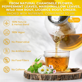 TOG999 chamomile peppermint blend aroma inviting relaxed sipping after meals.