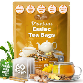 TOG999 Essiac tea bags in premium packaging highlighting natural roots for home use