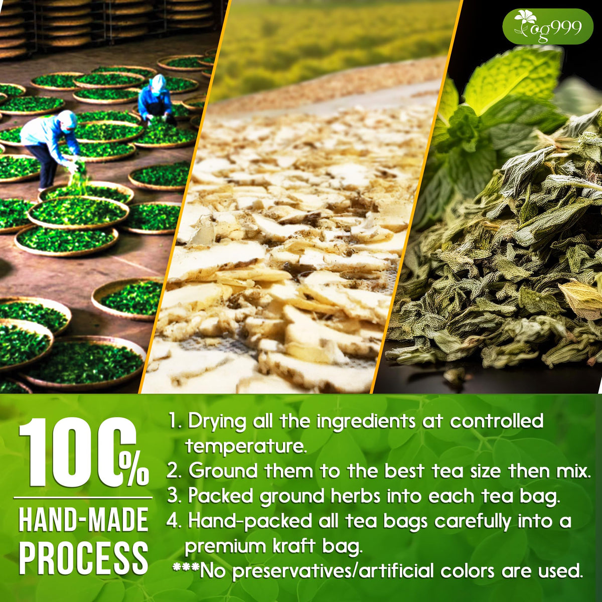 TOG999 ginger slices in cup hint at warming, energizing notes.