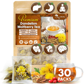 TOG999 Organic Dandelion Wolfberry Tea bags in a resealable pack for freshness