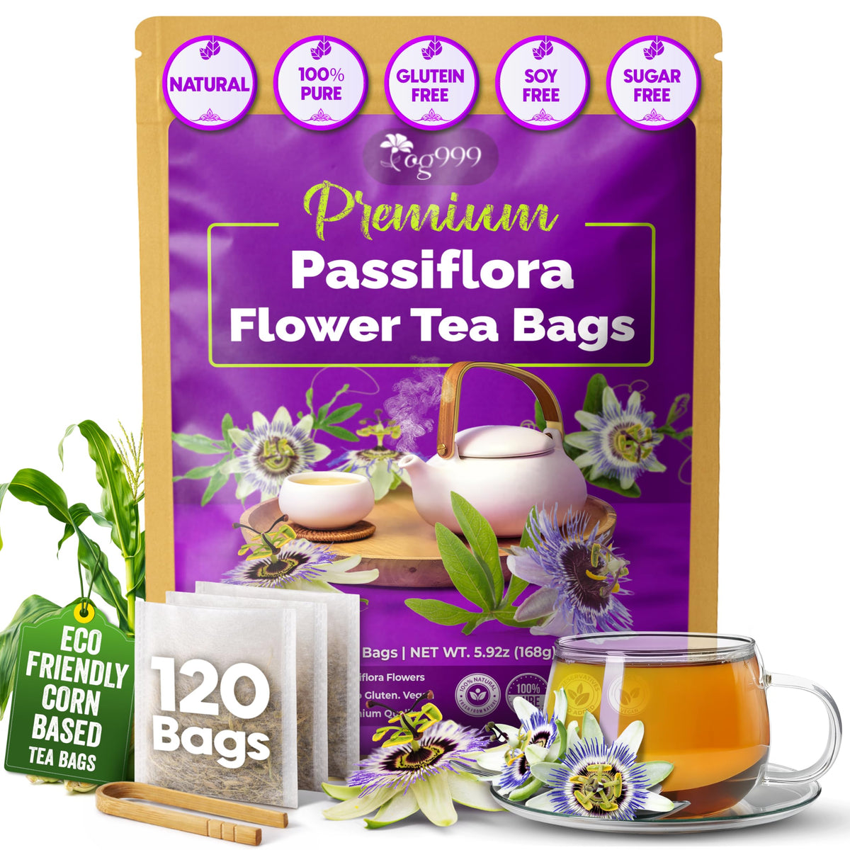 TOG999 Pasiflora Passion tea bags pack for quick caffeine-free tea