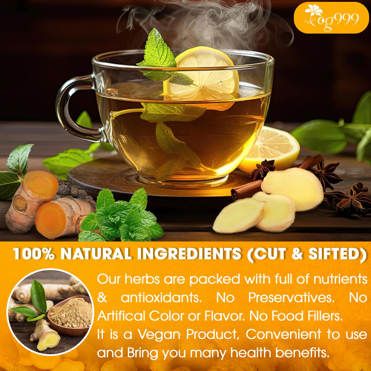 TOG999 peppermint leaves highlighting refreshing notes for herbal tea