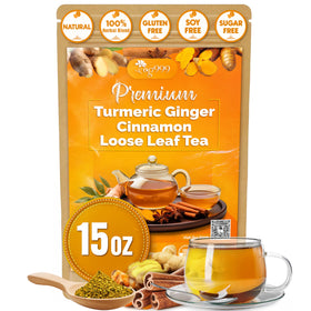 TOG999 premium 15oz ginger turmeric cinnamon loose-leaf tea pack for comforting evenings.