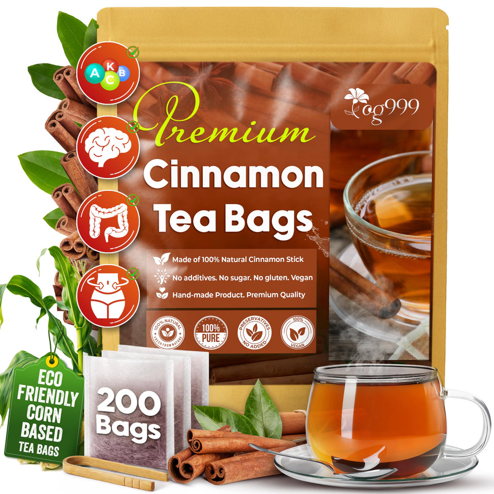TOG999 premium cinnamon tea bags pack showing pure, convenient herbal brew
