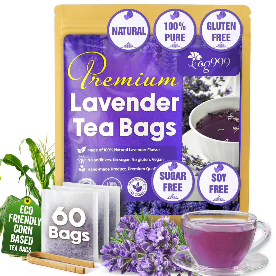 TOG999 premium lavender tea bags close-up with relaxing aroma