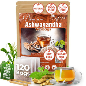 TOG999 premium Ashwagandha root tea bags packaging on display for a natural ritual