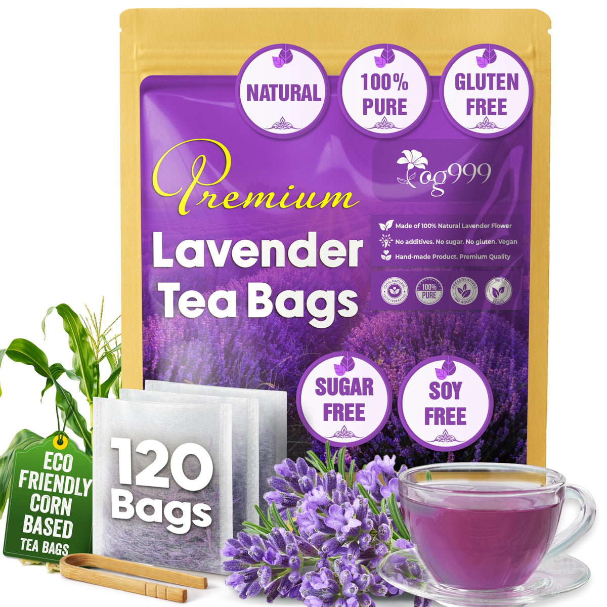 TOG999 premium lavender tea bags with soothing aroma for relaxing evenings