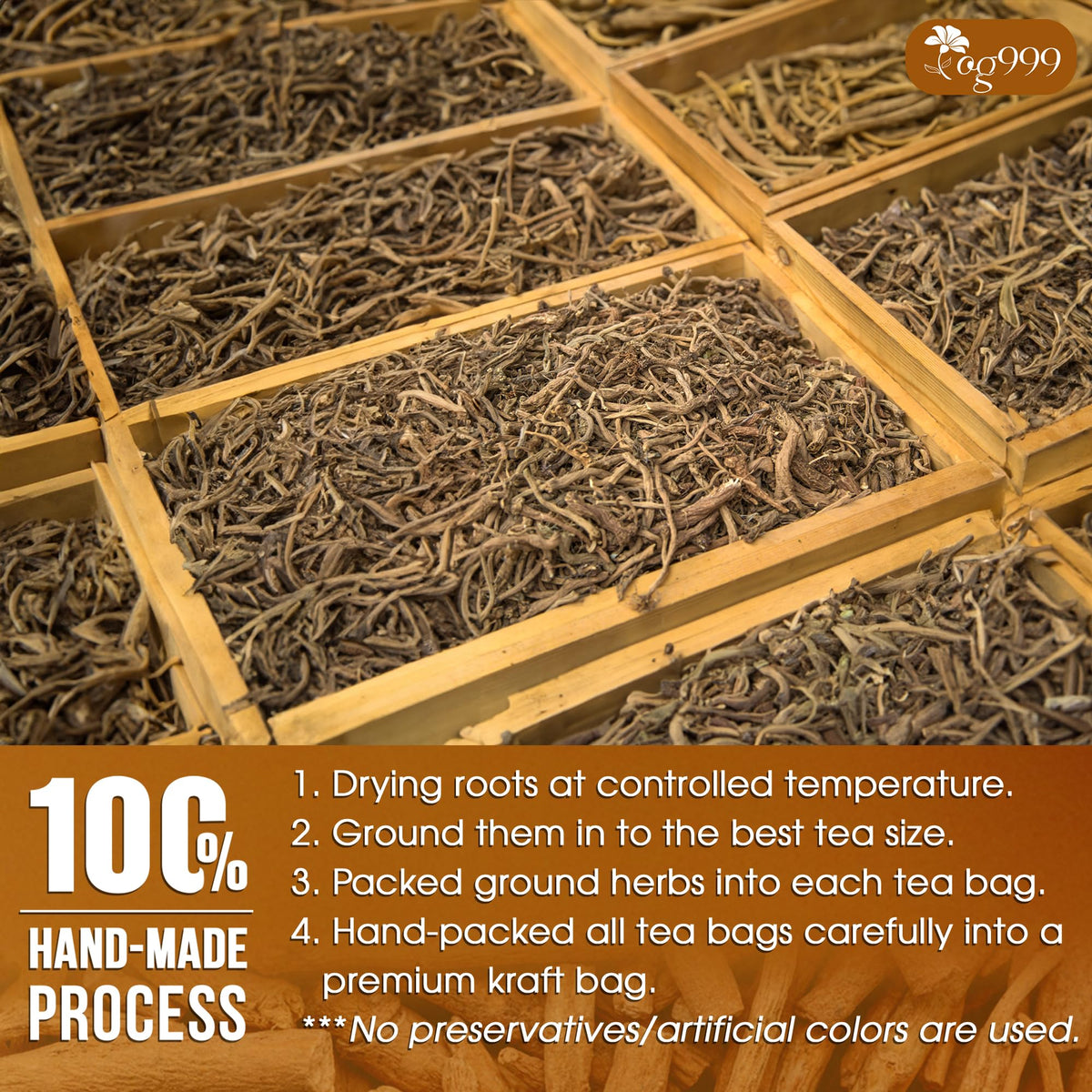 TOG999 tea bag in a mug ready for infusion and aroma