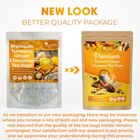 TOG999 tea bags in hand, convenient caffeine-free herbal tea for busy days.