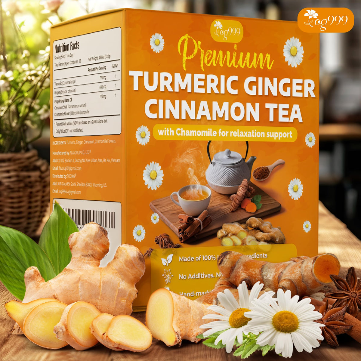 TOG999 tea bags paper box packaging keeps the herbs fresh for home, work, or travel.