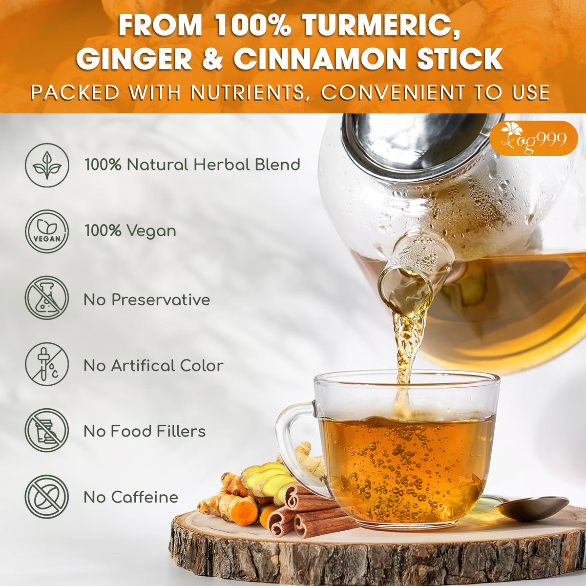 TOG999 turmeric root closeup highlights earthy warmth and color.