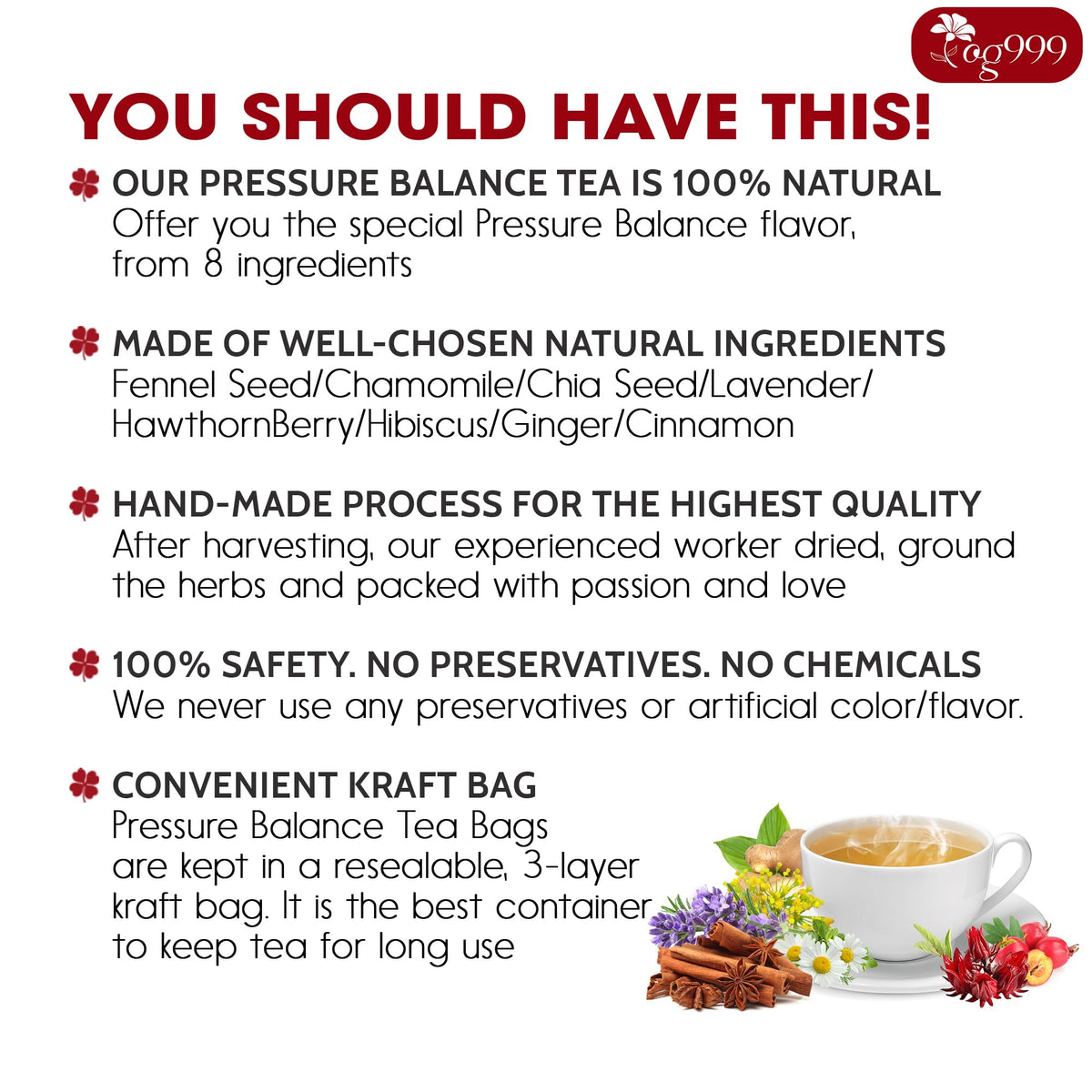 TOG999 Upgraded Pressure Balance Tea bags ready for quick, mess-free steeping