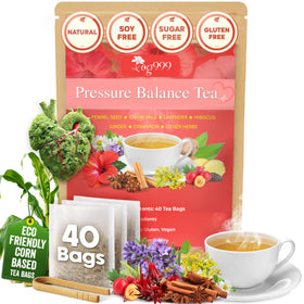 TOG999 Upgraded Pressure Balance Tea box shows 40 bags for daily caffeine-free sipping
