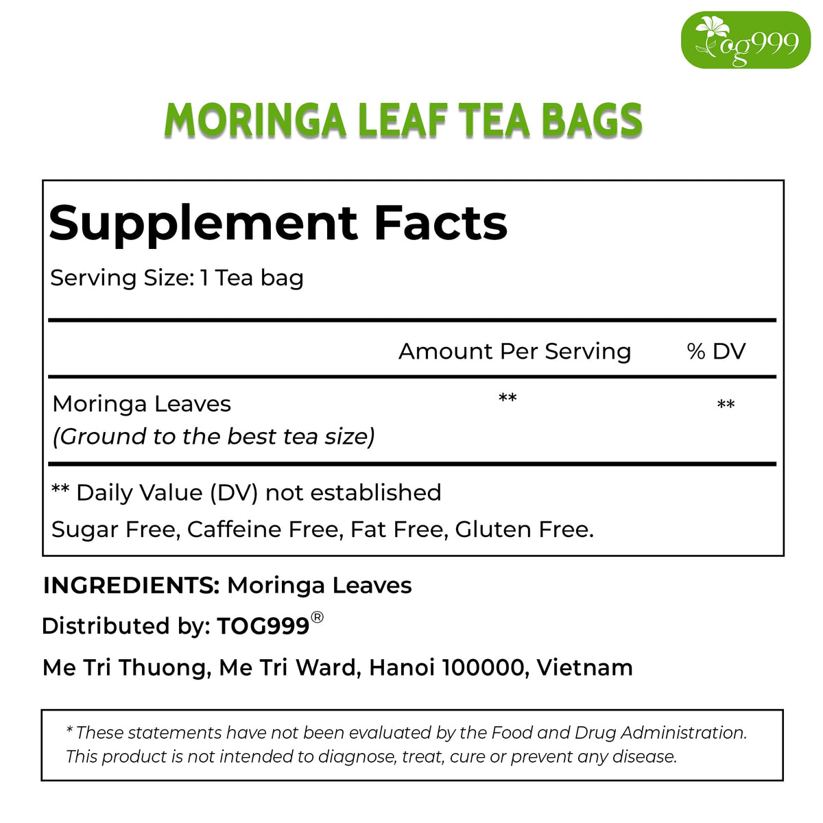 TOG999 vegan gluten free label assures suitability for strict diets