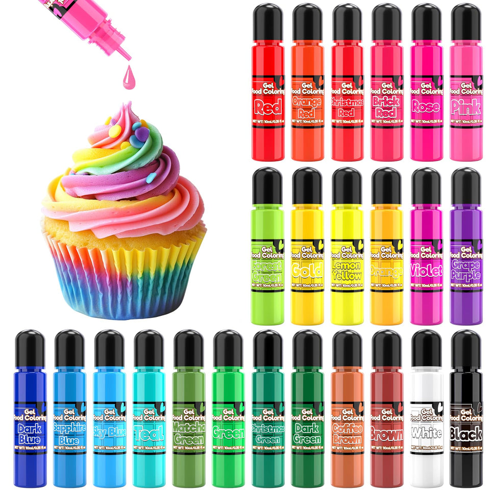Togcolr 24-color gel set bottles lined up for vibrant baking hues