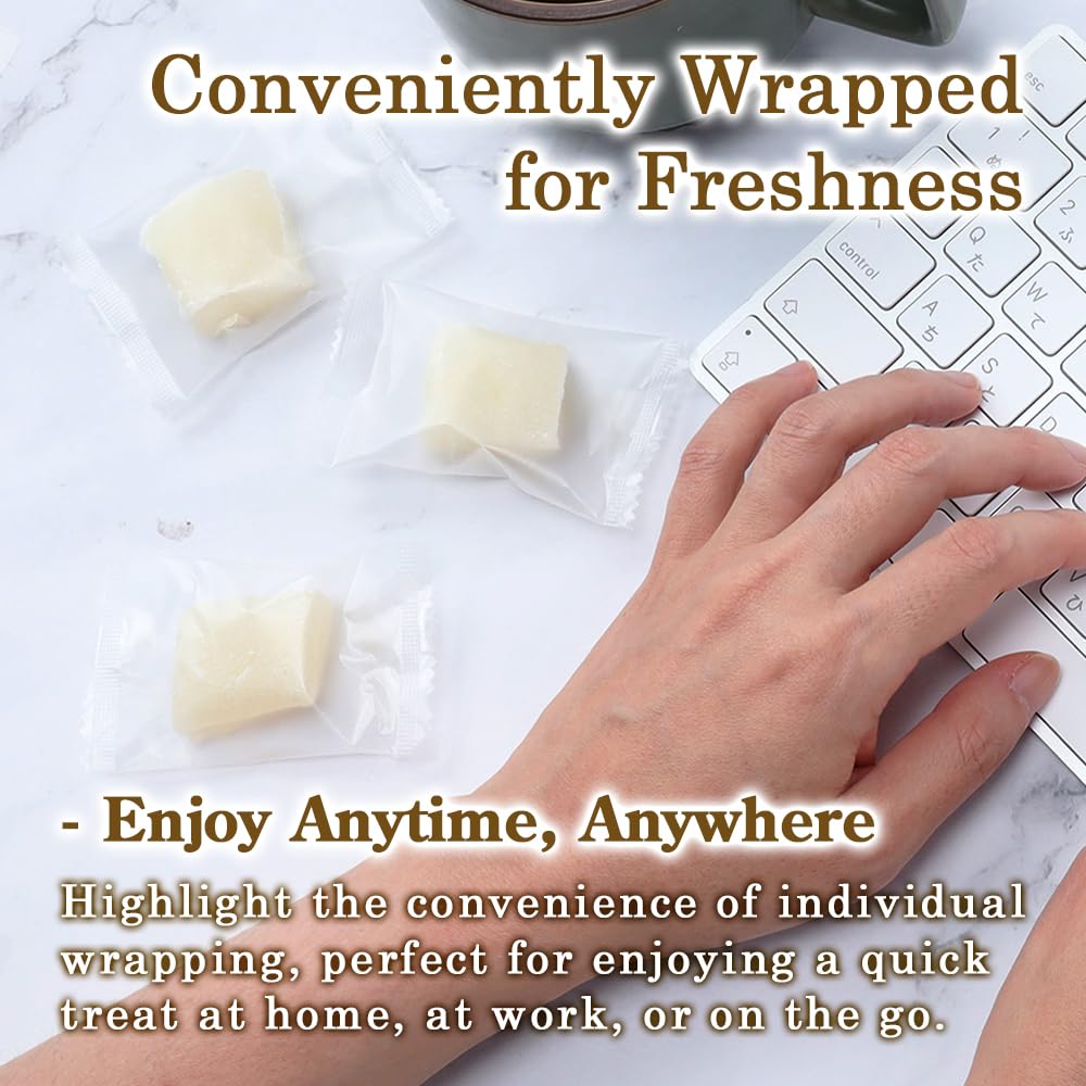 TOMOSAN Individually wrapped mochi candy for convenient portion control.