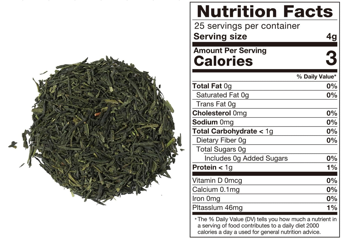 TOMOSAN Organic Sencha loose leaves in a scoop, ready for quick, flavorful brews.