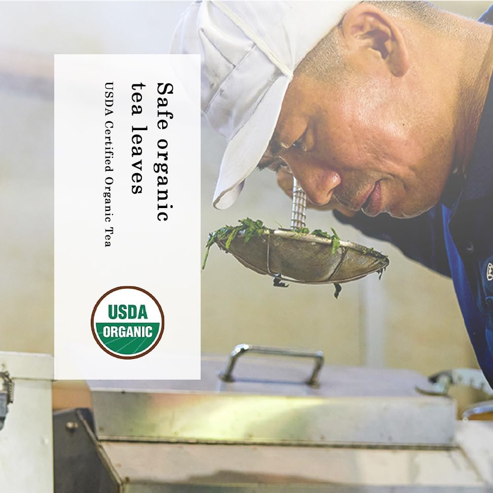TOMOSAN Organic Sencha 100g packaging, certified organic and premium quality from Uji-Kyoto.