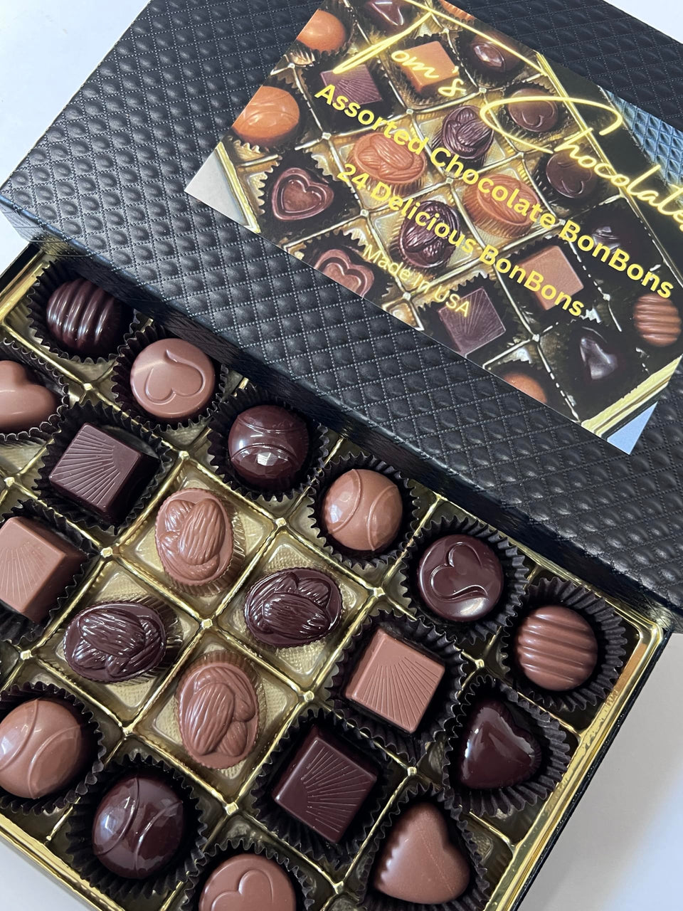 Tom's Chocolates Belgian Gift Box assortment of bonbons for gifting