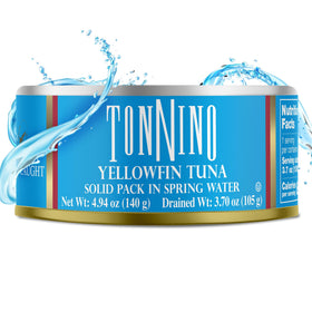 Tonnino Yellowfin Tuna cans on counter top ready for pantry-friendly meals and lunches.