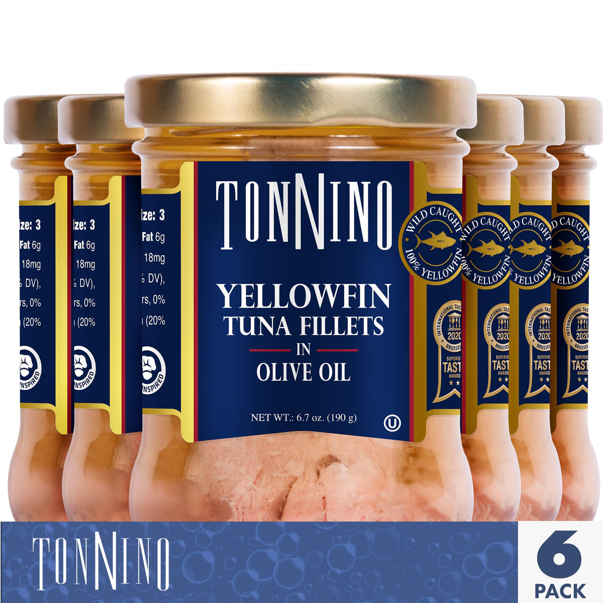 Tonnino Yellowfin Tuna slice on knife suggests quick prep.