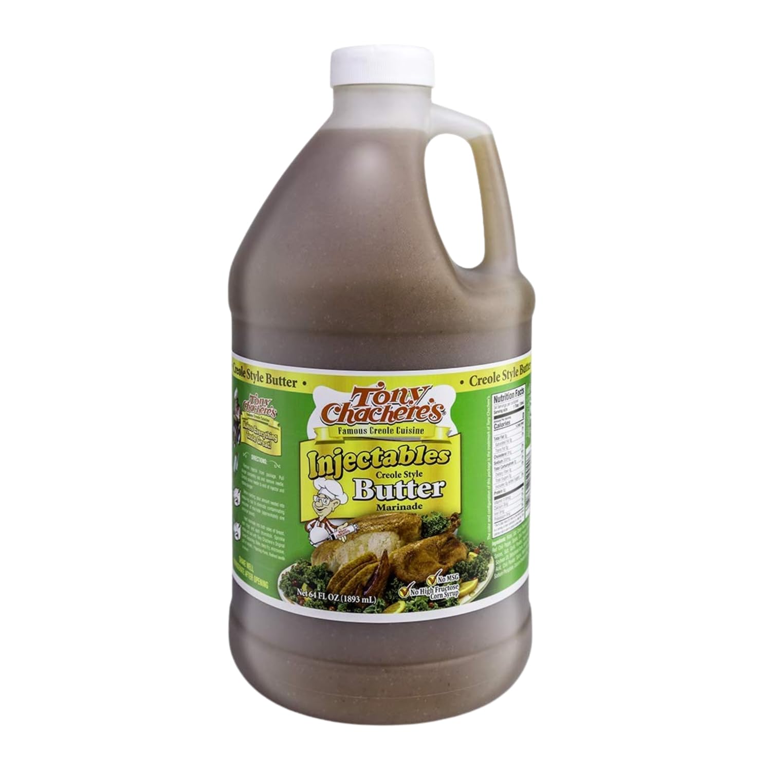 Tony Chachere's Butter Creole Marinade bottle shows bold Creole flavor for family meals