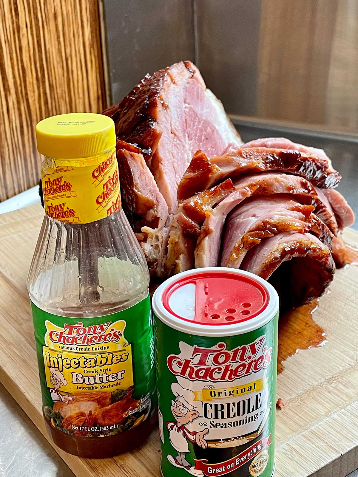 Tony Chachere's Roasted Garlic marinade bottle emits warm aroma and savory tenderness