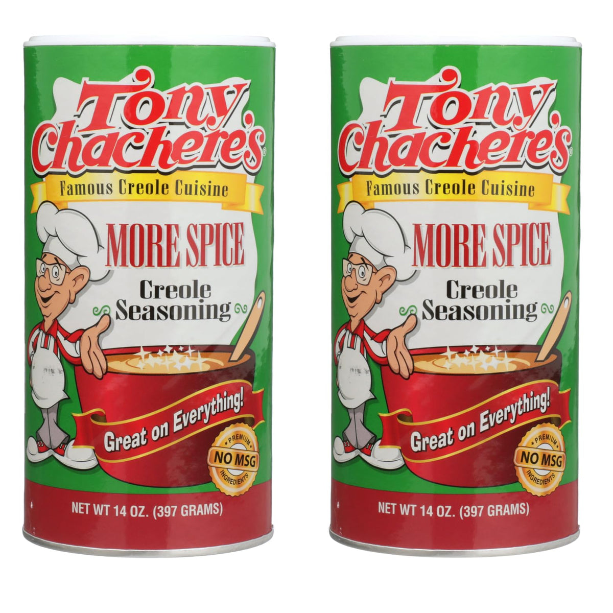 Tony Chachere's More Spice Creole Seasoning 14-ounce hero bottle boosts flavor in every dish.