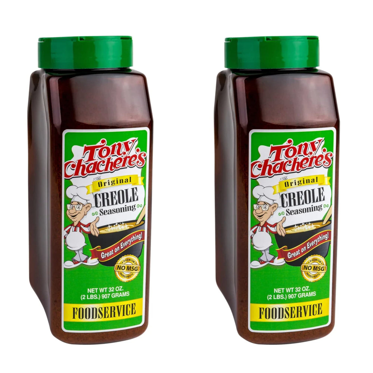 Tony Chachere's 32oz Original Seasoning bottle front view for bold Cajun flavor.