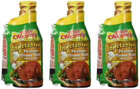 Tony Chachere's Marinade Praline Honey Ham with Injector pack three-pack bottles for easy marinating.