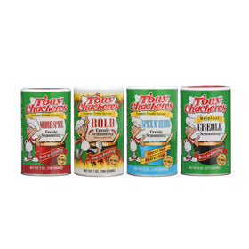 Tony Chachere's variety pack front view showing four seasoning blends for versatile cooking