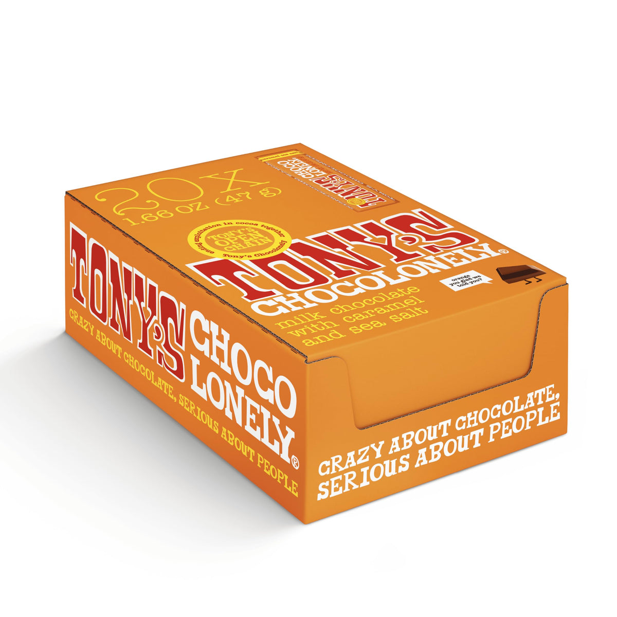 Tony’s Chocolonely fairtrade cocoa from West Africa ensures ethical sourcing.