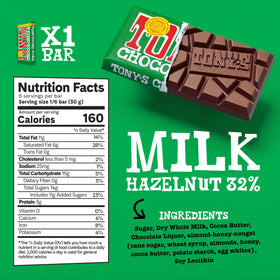 Tony’s Chocolonely milk chocolate nougat bar with chewy center