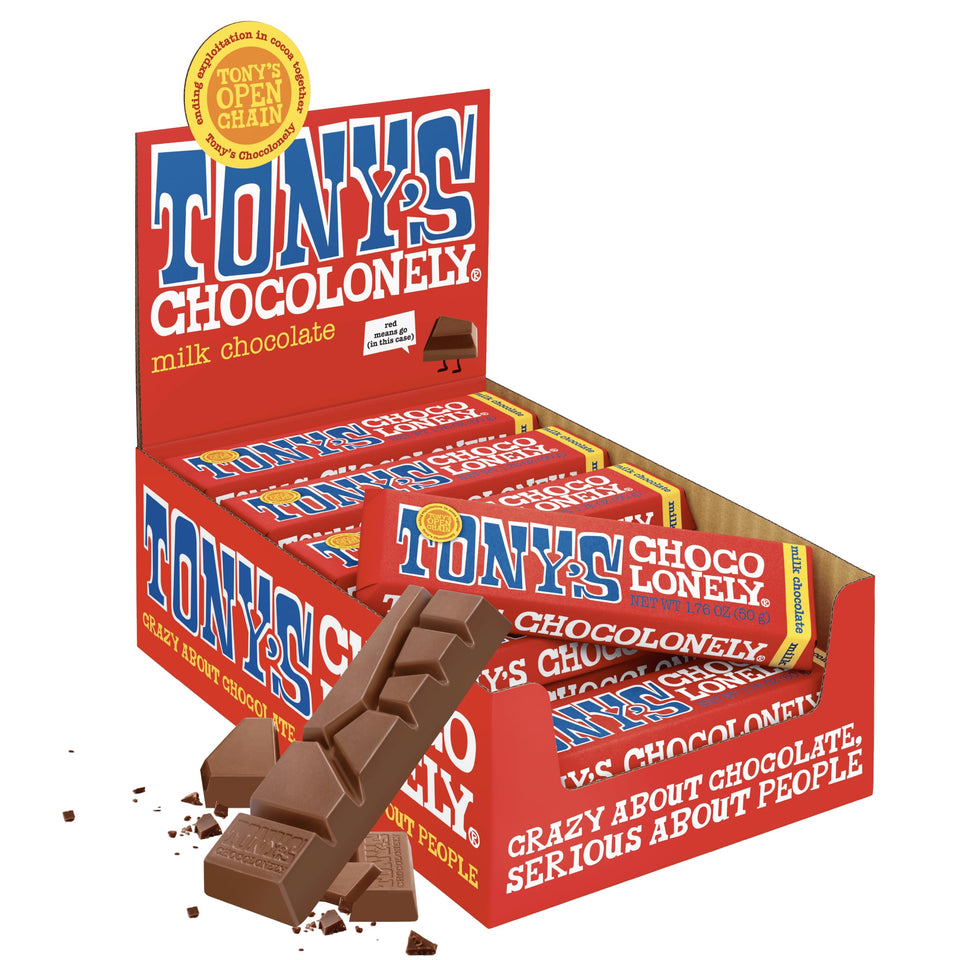 Tony’s Chocolonely milk chocolate bar pack for on-the-go snacking and gifting