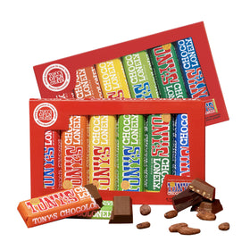 Tony's Chocolonely rainbow pack image shows a colorful assortment perfect for sharing