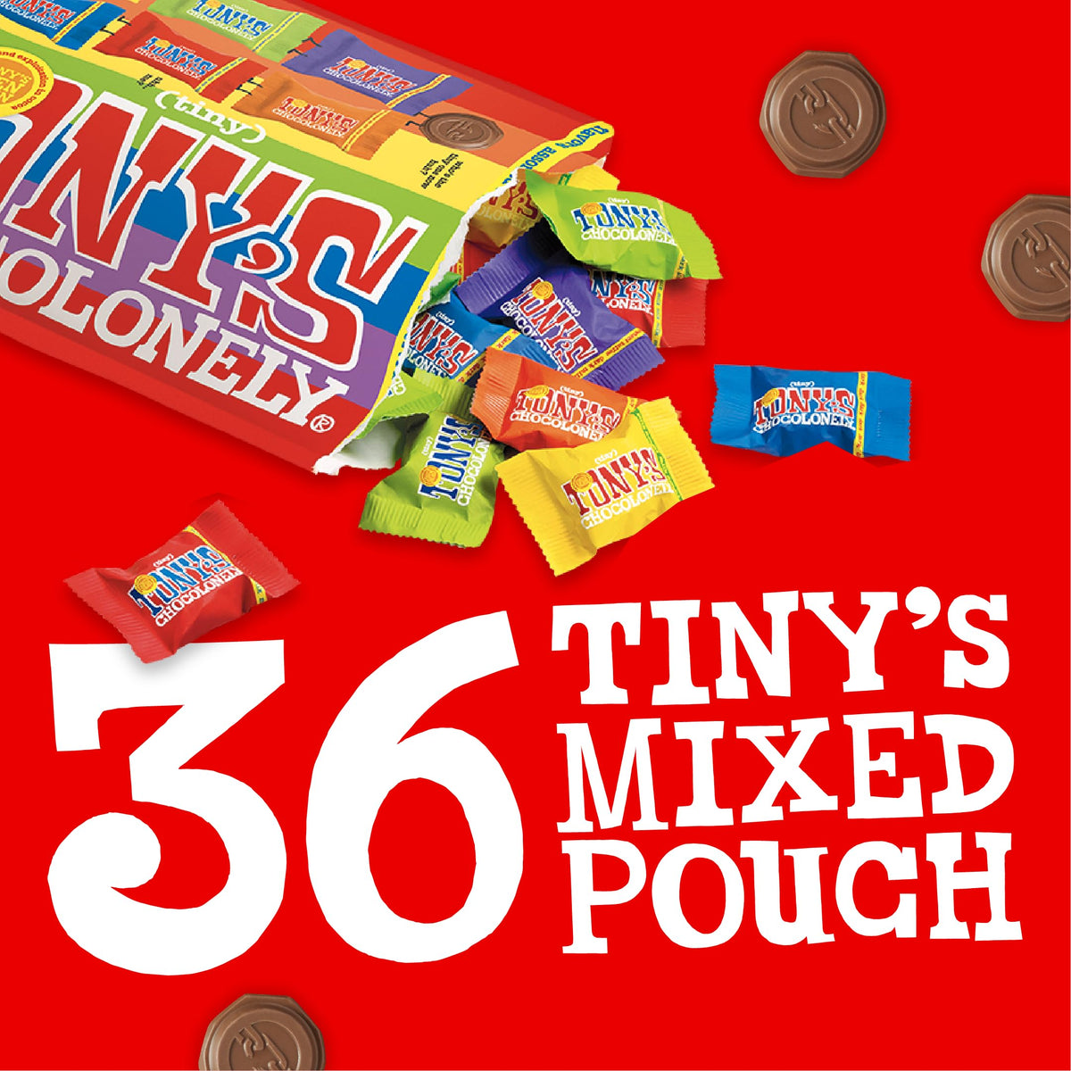 Tony’s Chocolonely Tiny Tony variety pack coins, perfect for on-the-go snacking.