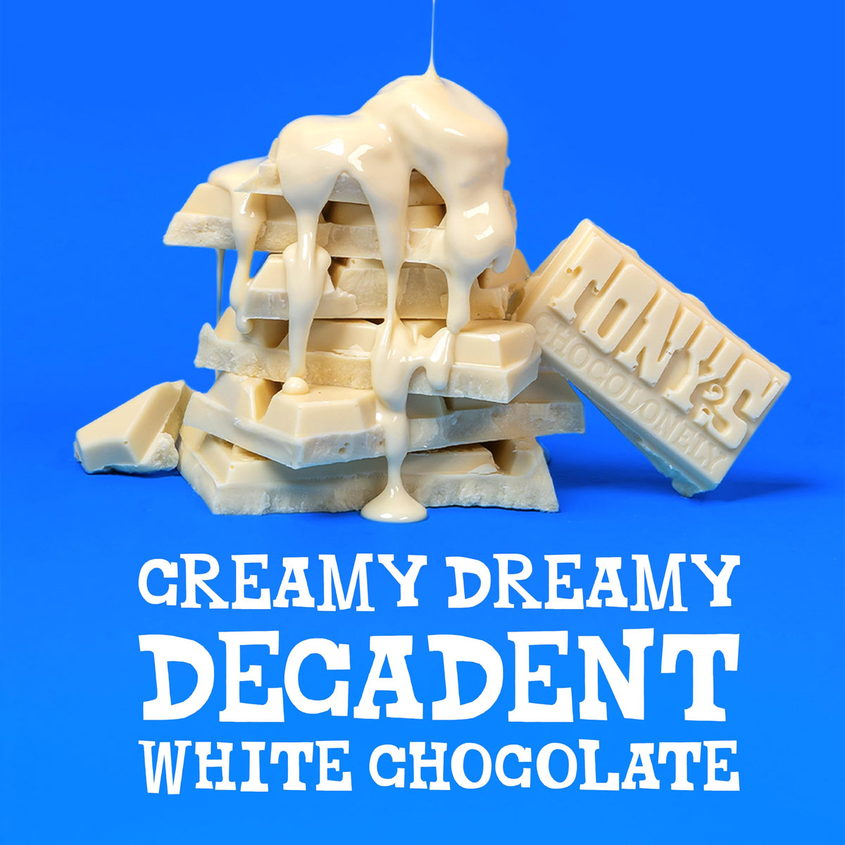 Gift-ready Tony’s Chocolonely white chocolate bar for celebrations.