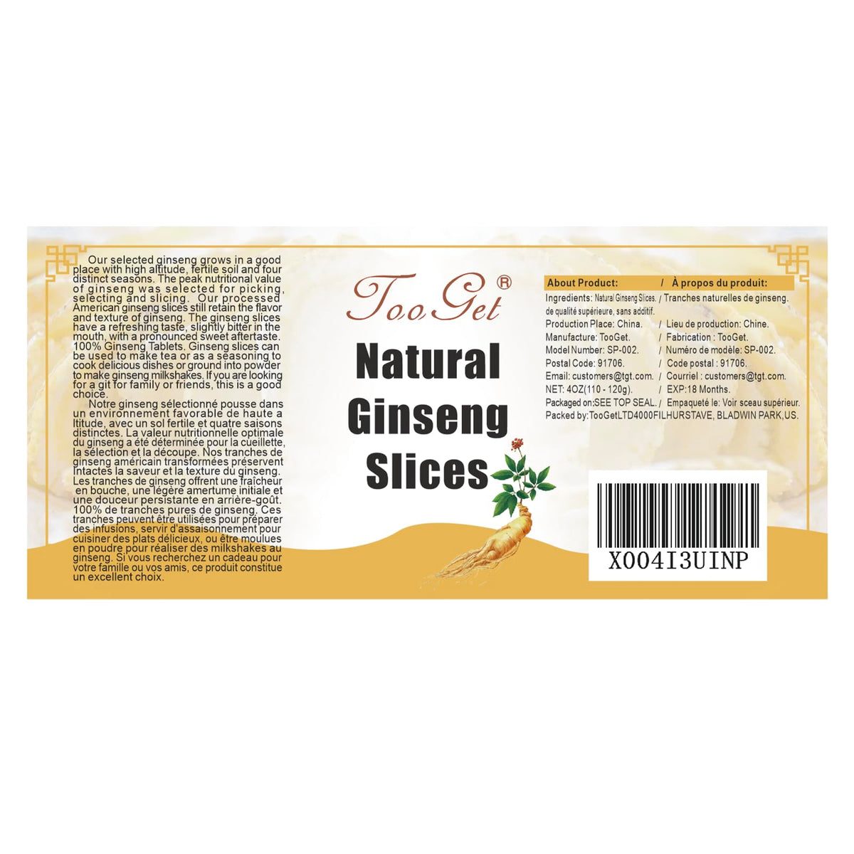 TooGet ginseng slices in tea infuser creating fragrant, warming infusion
