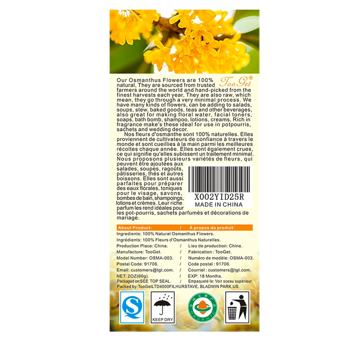 TooGet Osmanthus used in baking ideas like chiffon cake for subtle flavor.