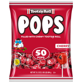Tootsie Pops cherry shell, ideal for sharing at parties with a chocolatey center.