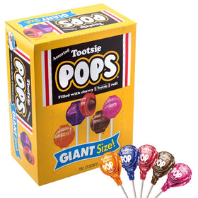 Tootsie Pops giant size with five flavors, ideal for celebrations and sharing.