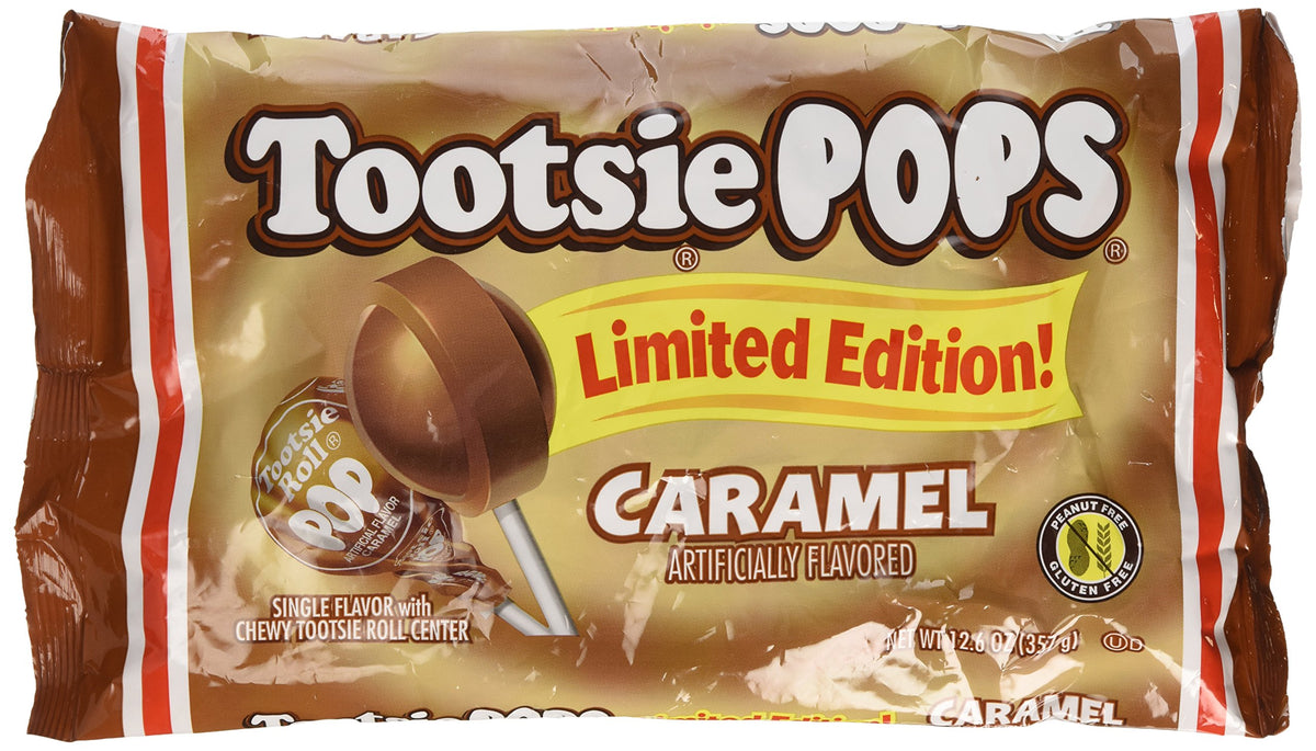 Tootsie Pops Limited Edition Caramel Lollipops two-pack, ideal for gifting or party favors.