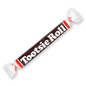 Tootsie Roll candies inside tub, a classic chocolatey chew