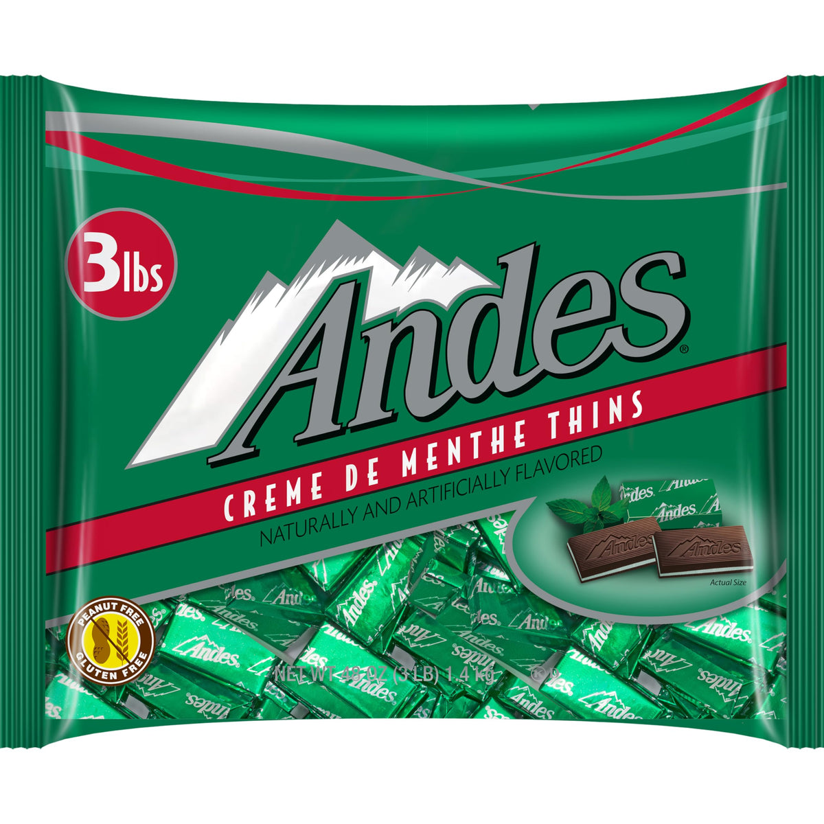 Foil-wrapped Andes mints Squares for after-dinner treats