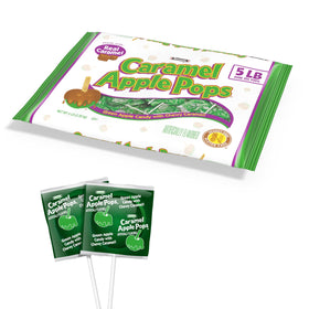 Tootsie Roll Caramel Apple Pops individually wrapped: convenient for events, classrooms, and concessions.